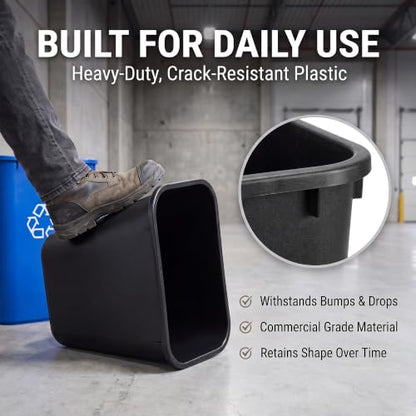 10 Pack, Recycle Wastebasket, 13 Qt. / 3 Gallon Rectangular Wastebasket / Trash Can Kit - Compact Recycling Bin, Slim Design for Business, Kitchen, Household, Workplace, and Dormitory - Black and Blue