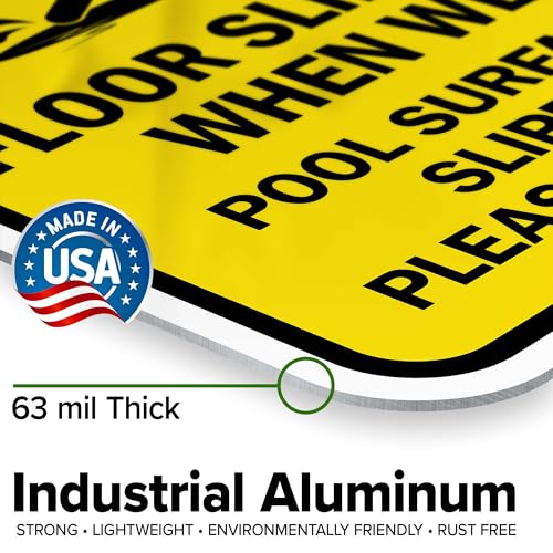 Caution Floor Slippery When Wet With Graphic Sign, 12x18 Inches, Rust Free .063 Aluminum, Fade Resistant, Made in USA by My Sign Center - size: 12x18 Aluminum