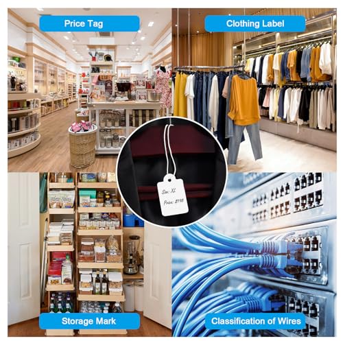 1.38 x 0.87 inch Price Tags with Strings Attached, White Marking Merchandise Hang Tags Labels, 1000Pcs
