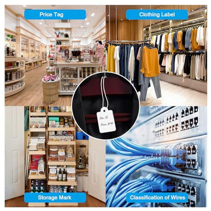 1.38 x 0.87 inch Price Tags with Strings Attached, White Marking Merchandise Hang Tags Labels, 1000Pcs