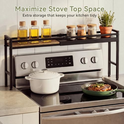 Extendable Over the Stove Shelf, Adjustable Height Over Stove Spice Rack - color: Twist-lock adjustment