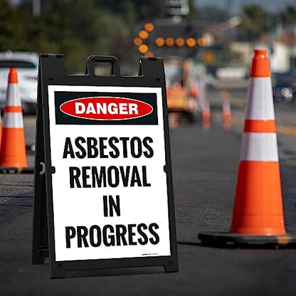 OSHA Danger Asbestos Removal in Progress Sidewalk Sign Kit, - size: 24x36 Inches, style: A-frame + 2 Panel Kit