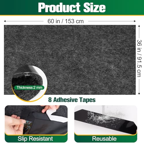 ToLanbbt Garage Floor Mat 36" x 29" - Oil Spill Mat for Under Car Driveway Oil Drip Pad with 8P Tapes, Waterproof Backing, Leak Absorbent, Reusable, Washable, Protect Garage Floor (1P, Dark Gray) - size: 3'x2'5"(36"x29")