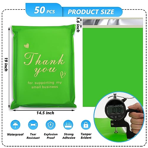 Thank You Poly Mailer 14.5x19 Inch 50 Pcs, Green - color: Green, size: 14.5x19 Inch 50 pcs
