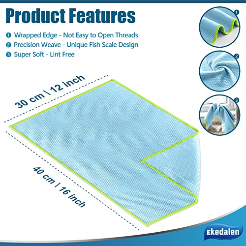 Ekedalen Microfiber Cleaning Cloth Lint Free Glass Polish, Light Blue - color: Light Blue