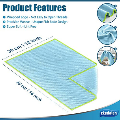 Ekedalen Microfiber Cleaning Cloth Lint Free Glass Polish, Light Blue - color: Light Blue