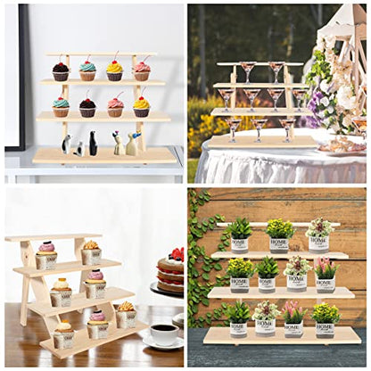 ZYP 4 Tier Wood Cupcake Display Stand, Retail Cookie Display Riser,Nature - color: Nature