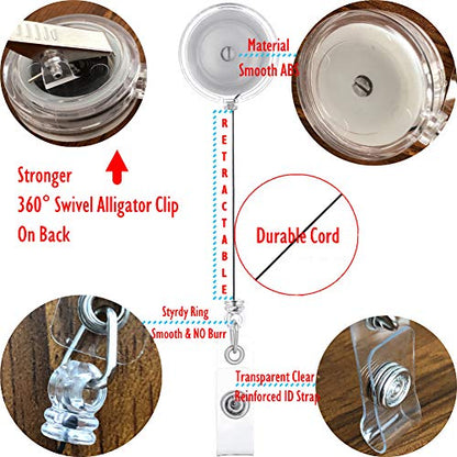 QREEL Badge Reel, ID Badge Holder Retractable Clip, Clear, Bulk 100 Pack - color: Translucent Clear, size: 100 Pack
