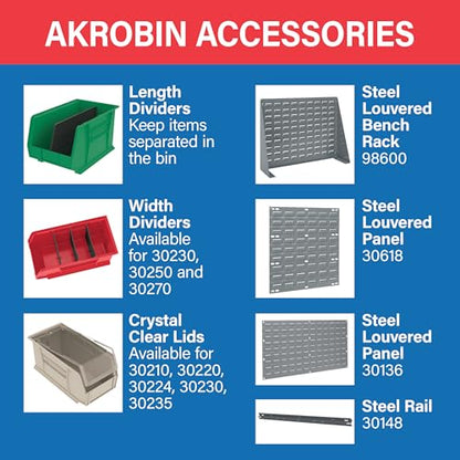 Akro-Mils 30220 AkroBins Plastic Storage Bins, 7"x4"x3", Clear, 24-Pack - color: Clear