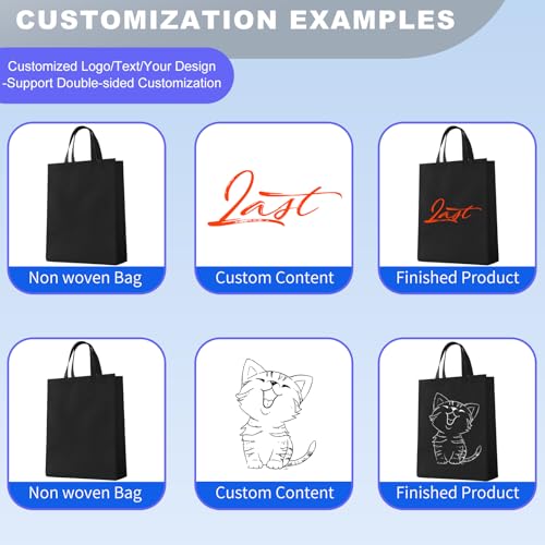 Custom Tote Bag Set of 5/10/50/100,Personalized Logo Text,Reusable Shopping Bags,Business Activities Promotional Item - color: Black