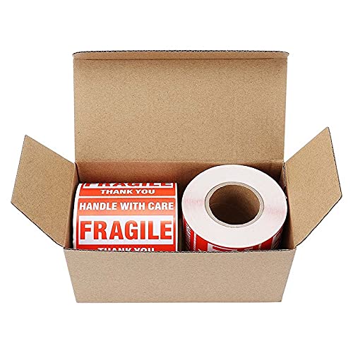 Immuson Warning Fragile Tape, 3" X 2" Fragile Handle with Care Warning Stickers for Shipping and Packing,500 Labels Per Roll (20 Rolls) - size: 20 Rolls