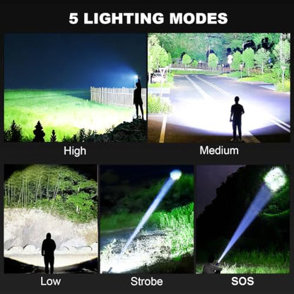 MIXILIN Rechargeable LED Flashlights High Lumens, Super Bright 99000 Lumens Flashlight with 5 Modes, Waterproof Powerful Flash Light Handheld Flashlights for Home Camping Emergencies - 2 Pack