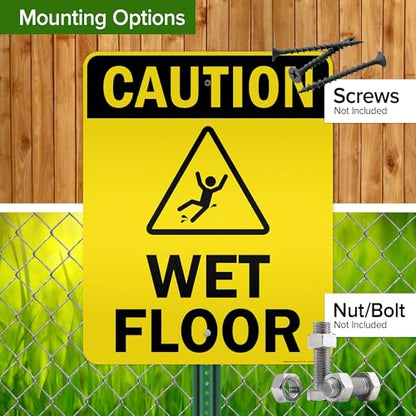 Caution Wet Floor Sign, 24x30 Inches, 3M EGP Reflective .080 Aluminum, Fade Resistant, Made in USA by My Sign Center - size: 24x30 Reflective Aluminum