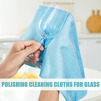 Tatuo 18 Pcs Microfiber Glass Cleaning Cloth,16 x 16 Inch,Blue Gray - color: Blue Gray