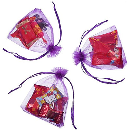 Mudder 50 Pack Organza Gift Bags Wedding Party Favor Bags Jewelry Pouches Wrap, 4 x 4.72 Inches (Dark Purple) - color: Dark Purple