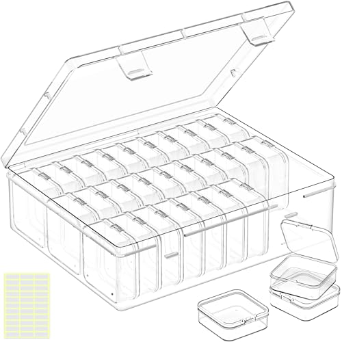 DILIBRA Bead Organizer Box, 31 Pcs Small Bead Organizers and Storage Plastic Cases, Mini Clear Diamond Painting Storage Containers Boxes with Hinged Lid for Jewelry, Bracelet, Seed, DIY Crafts - size: 1 Pack 30 Pcs
