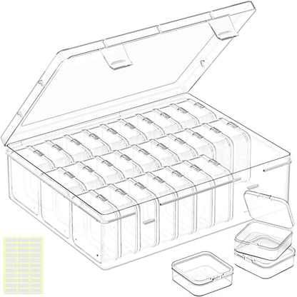 DILIBRA Bead Organizer Box, 31 Pcs Small Bead Organizers and Storage Plastic Cases, Mini Clear Diamond Painting Storage Containers Boxes with Hinged Lid for Jewelry, Bracelet, Seed, DIY Crafts - size: 1 Pack 30 Pcs