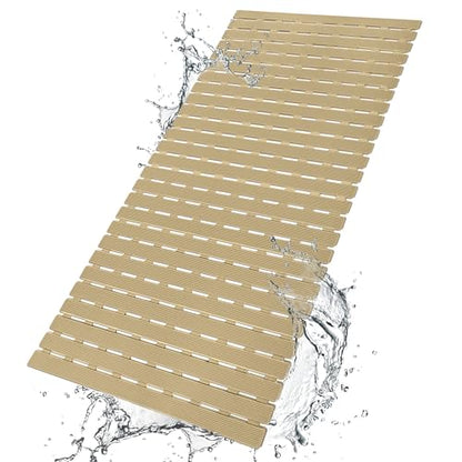 BEMISO Shower Mat Non Slip Bathtub Mat 37.4 x 15.7 Inch Bath Mat for Tub - color: Brown, size: 37.4 x 15.7 inches