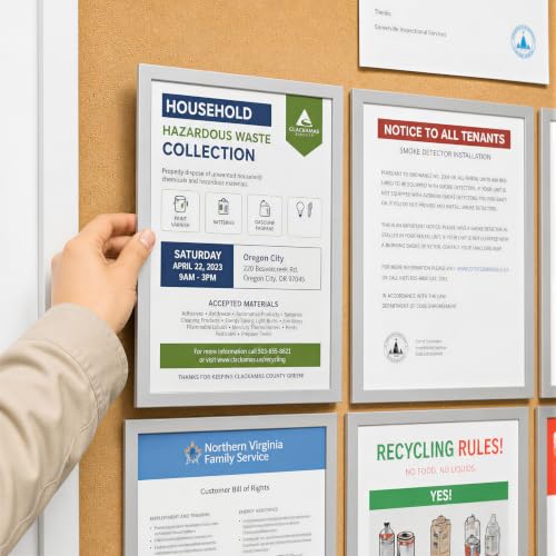 Acrylic Sign Holder 8.5 x 11 Wall Mount, Magnetic Sign Holder Silver - color: Silver, size: 20 Pack 8.5" x 11"
