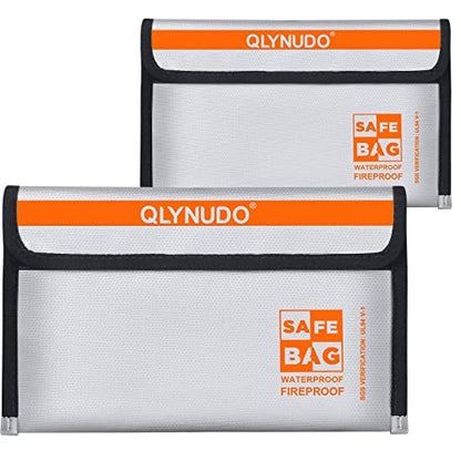 Fire Proof Money Bag for Cash, Silver Nesting 2-Pack Fire Safe - color: small-grey+big-grey