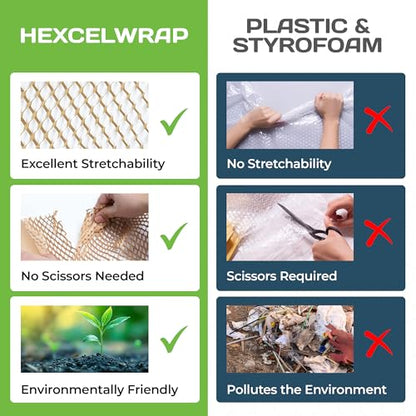 HexcelPack HexcelWrap Mini Honeycomb Packing Paper - Natural, 12" x 300' - color: Natural HoneyComb, size: 12" x 300 Feet - Roll with Dispenser Box