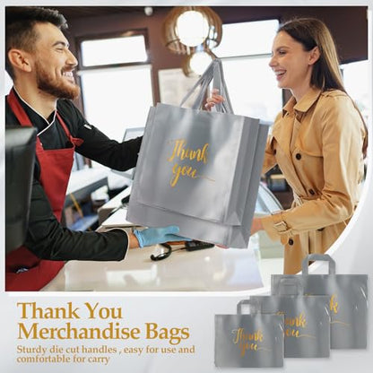 Teling 200 Pcs Thank You Shopping Bags with Handle,Silver Gray - color: Silver Gray