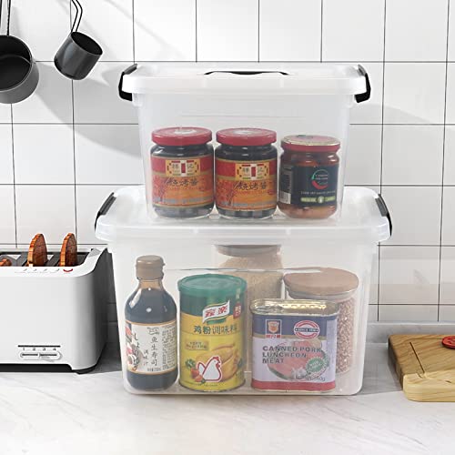 2 Packs Clear Storage Boxes, 12 Quarts & 6 Quarts Latching Bins Tote - size: 6 Quart & 12 Quart