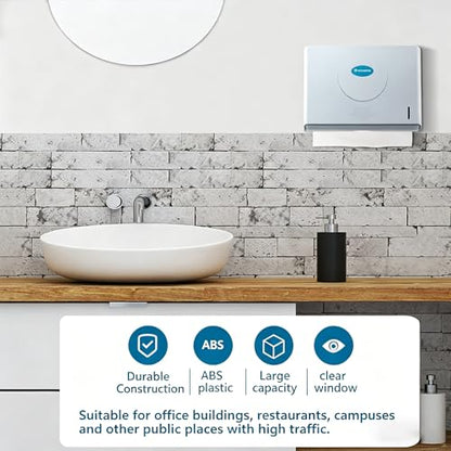 Modunful Compact Folded Paper Towel Dispenser Wall Mount Keyless for Home - color: D-212 White