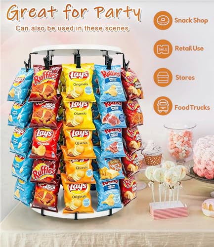 Chip Rack Display Stand, 40 Clip Rotating Chip Holder Display,White - color: Beige - 2026 New