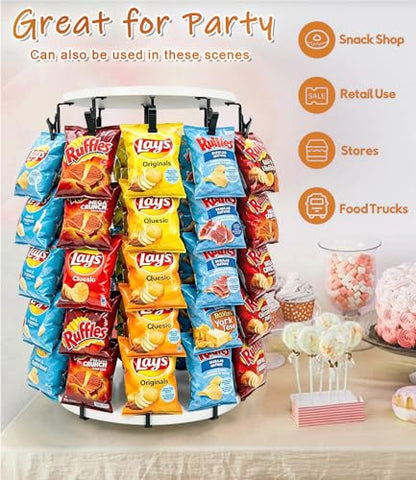 Chip Rack Display Stand, 40 Clip Rotating Chip Holder Display,White - color: Beige - 2026 New