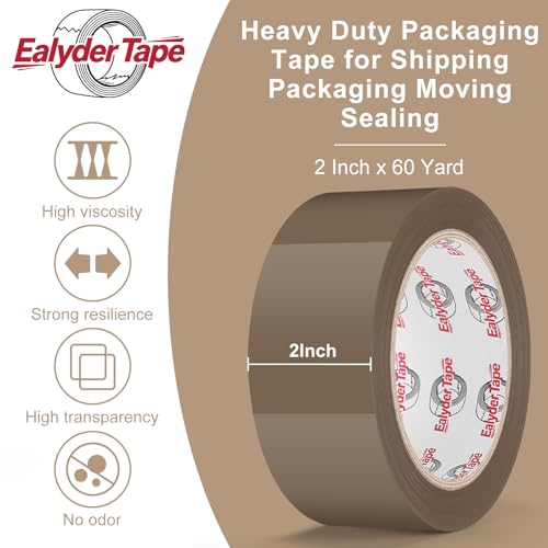 3 Rolls Brown Packing Tape 2" x 60Yd with Dispenser Heavy Duty Tape - size: Brown, 3 Rolls - 2In x 60Yd
