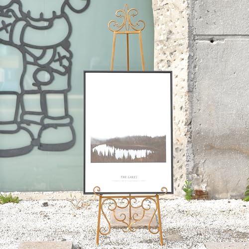 Gold Easel Stand for Sign, Heavy Duty Adjustable Metal Display Easel