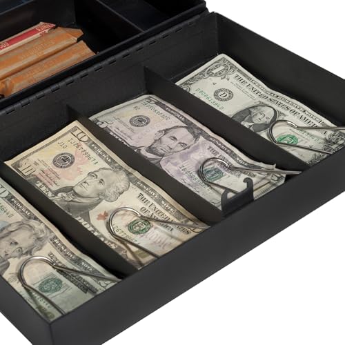 BARSKA 12-Inch Cash Box and 6 Compartment Tray with 4 Bill Holder , Black, Medium - size: 12 Inch, style: Combo Lock Bill Holder