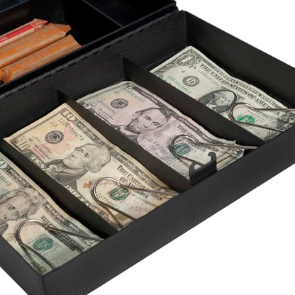 BARSKA 12-Inch Cash Box and 6 Compartment Tray with 4 Bill Holder , Black, Medium - size: 12 Inch, style: Combo Lock Bill Holder