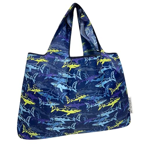 allydrew Large Foldable Tote Nylon Reusable Grocery Bags - color: Jaws
