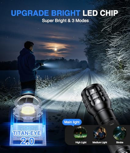 LETMY 4 Pack Rechargeable Flashlights 3 Modes Zoomable LED Flashlights - size: 4 Pack