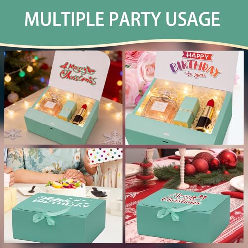 LWYMX 12 PCS Light Green Gift Boxes with Lids，9.8x7.8x3.9, Bridesmaid Proposal Box with Ribbon, Gift Boxes for Wedding, Christmas, Valentine's Day,Birthday,Baby Shower and the other Parties - color: Light Green, size: 1 Count (Pack of 12)
