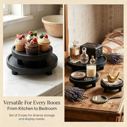 6 PCS 5/6/8 Inch Wooden Risers for Display Wood Pedestal Stand (Black) - color: Black