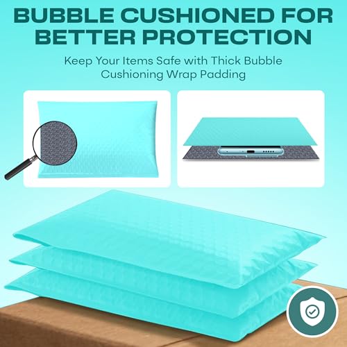 Teal Bubble Mailers 4x8, Self Seal Poly Padded Envelopes #000, 500 Pack - color: Teal, size: 4"x8" / 500 Pack