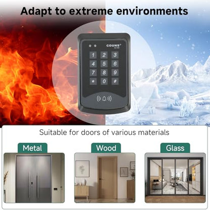Access Control System RFID 600 lbs Electromagnetic Door Lock with Two Remotes Equipped with Five Access Keys Built-in Alarm Tone 110V Power Supply