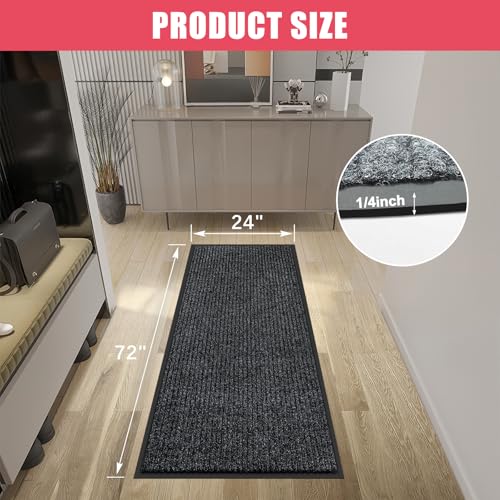 Kuyal Front Door Mat, 2'x6' Indoor Outdoor Entrance Mat - size: 24 "x 72"
