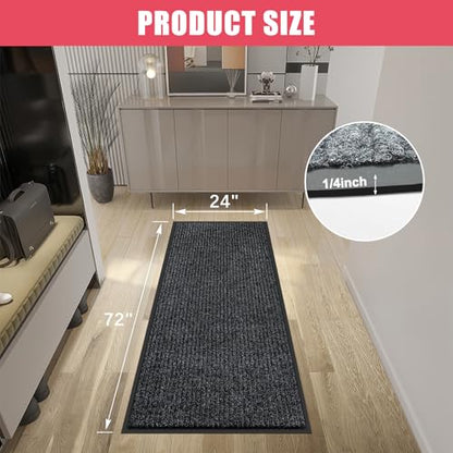 Kuyal Front Door Mat, 2'x6' Indoor Outdoor Entrance Mat - size: 24 "x 72"