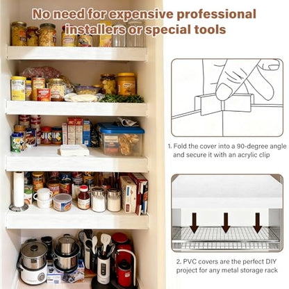 CLICLIE Wire Shelf Covers, 34" W X 16" D PVC Wire Rack Covers for Pantry - size: 34"W x 16"D