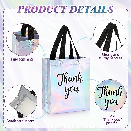 Fumete 50 Pcs Iridescent Glossy Thank You Gift Bag with Handles - color: Iridescent