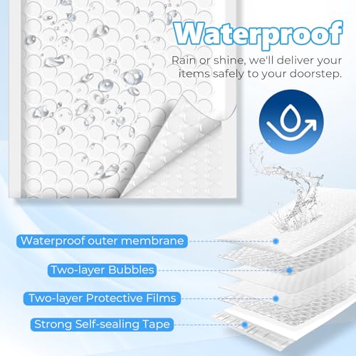 Metronic Bubble Mailers 4x8" 50 Pack Padded Envelopes True 4x7" Usable Size - color: White, size: 4x8" 50 pc