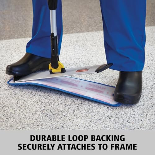 Rubbermaid Commercial Products HYGEN Microfiber Room Mop Pad, 18-Inch, Blue, Single-Sided, Damp Mop Head for Heavy-Duty Cleaning on Hardwood/Tile/Laminated Floors in Kitchen/Lobby/Office, Pack of 12