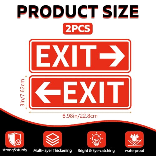2 Pack Exit Left Right Arrow Sign Sticker, 9x3 Inch Exit Sign for Business - color: Exit 537