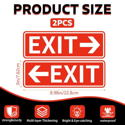 2 Pack Exit Left Right Arrow Sign Sticker, 9x3 Inch Exit Sign for Business - color: Exit 537