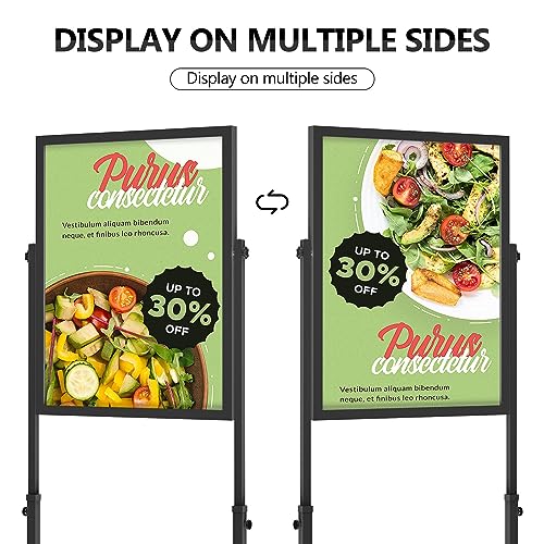 Wphold Heavy Duty Poster Stand, Double Sided 22×28 inch Metal Floor Display with Weatherproof Protection, Floor Standing Sign Holder, Durable Steel Construction for Indoor Events, Offices, Schools
