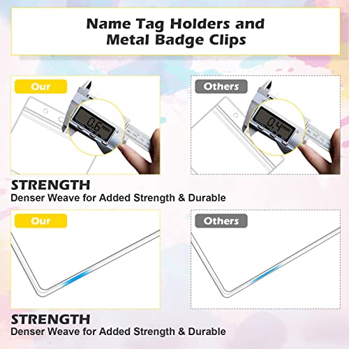 100 Sets Badge Holders and Metal Clips Horizontal Name Tag Holder with Clip